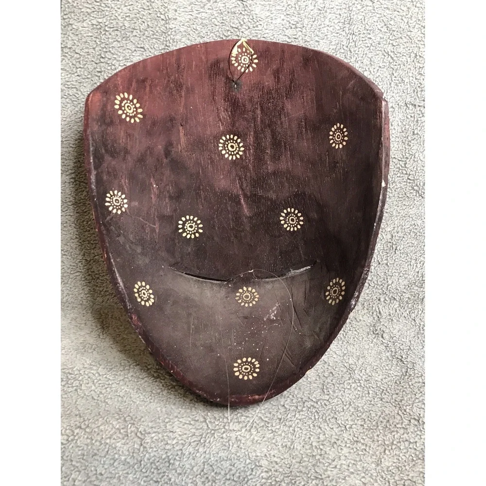 Vintage Hand Carved Indonesian Batik Wooden Cloth‎ Mask Bali Cultural Wall Decor